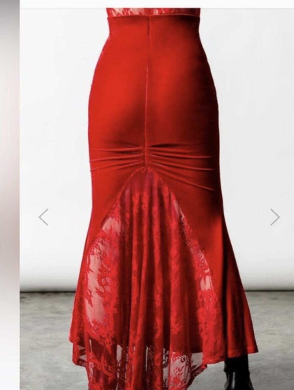 KILLSTAR Ghostess Red Velvet & Lace Maxi Skirt Size 4XL